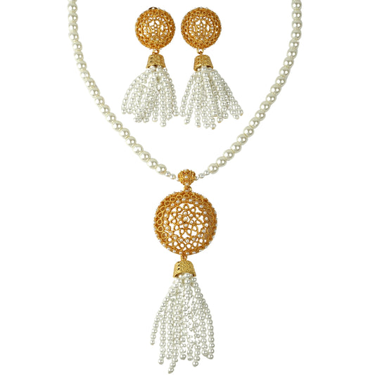 CC01324 Set 18K Yellow Gold Plated Alloy Imitation Pearl