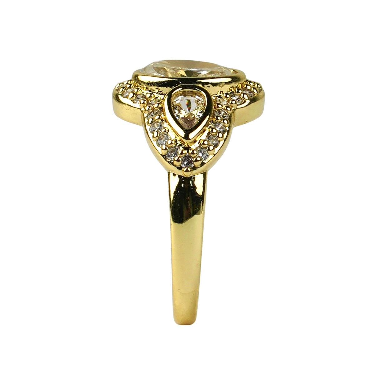 CC01375 Ring 18K Yellow Gold Plated Copper Cubic Zirconia