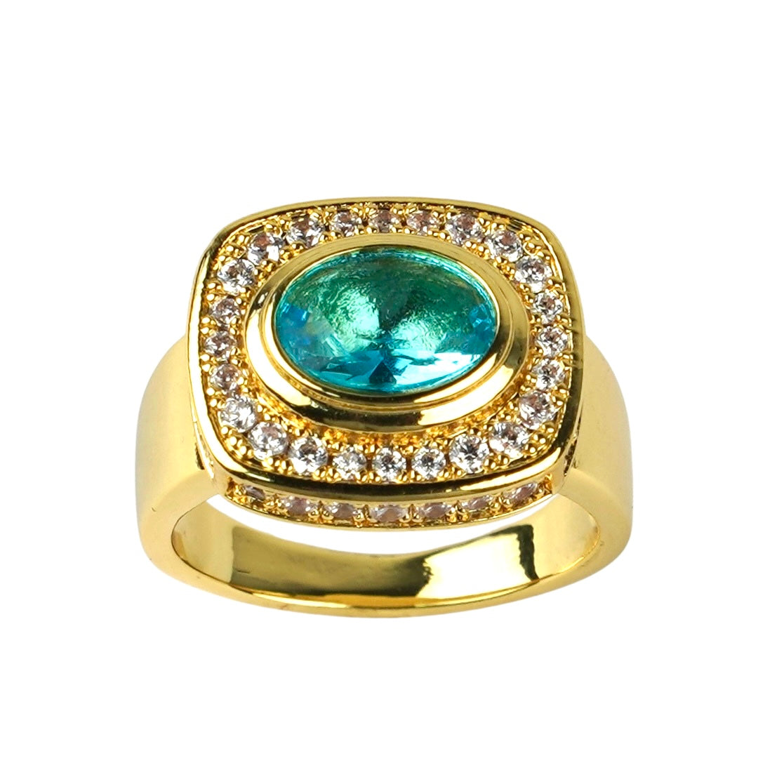 CC01376 Ring 18K Yellow Gold Plated Copper Cubic Zirconia