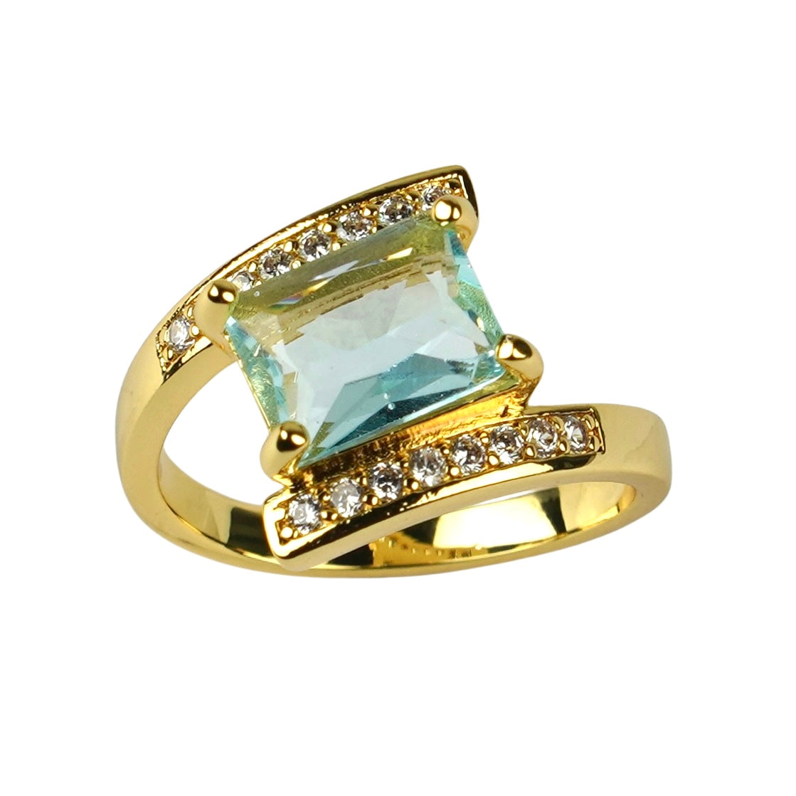 CC01379 Ring 18K Yellow Gold Plated Copper Cubic Zirconia