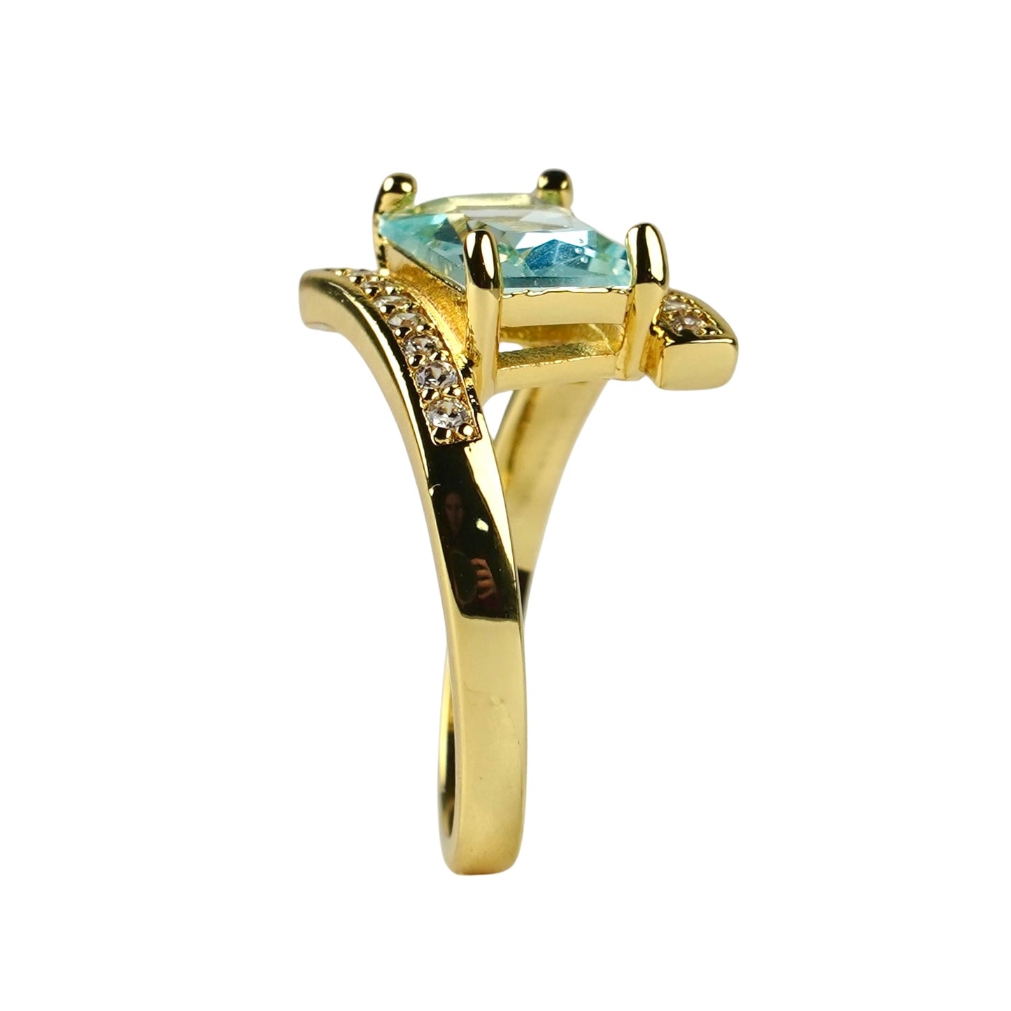 CC01379 Ring 18K Yellow Gold Plated Copper Cubic Zirconia