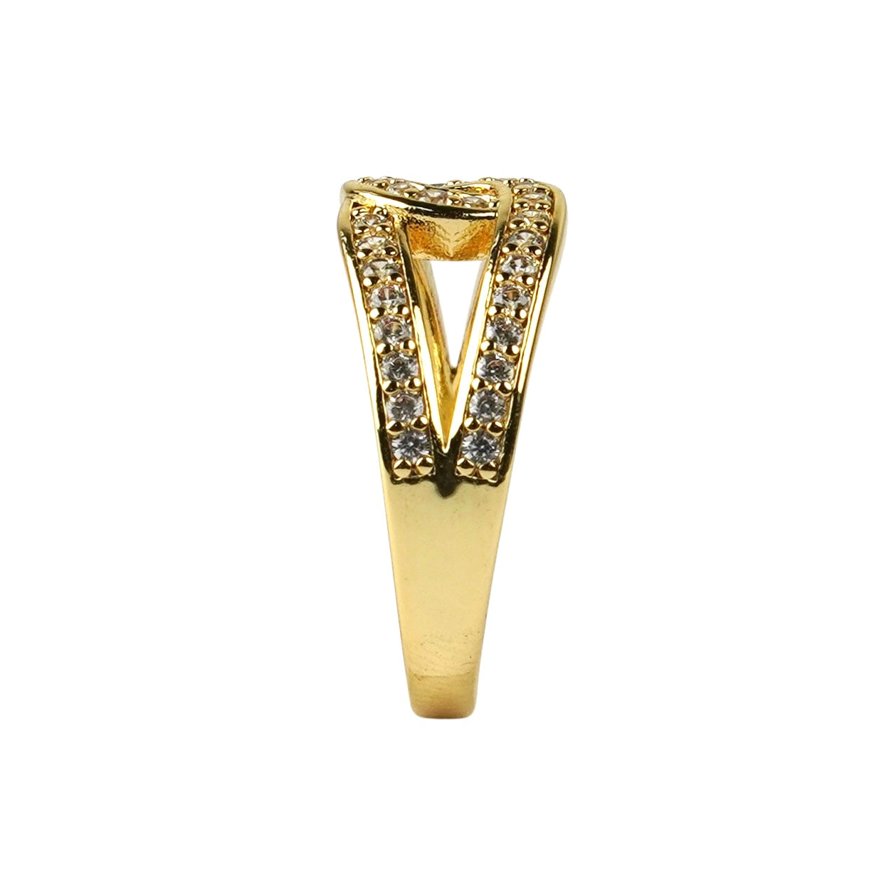 CC01382 Ring 18K Yellow Gold Plated Copper Cubic Zirconia