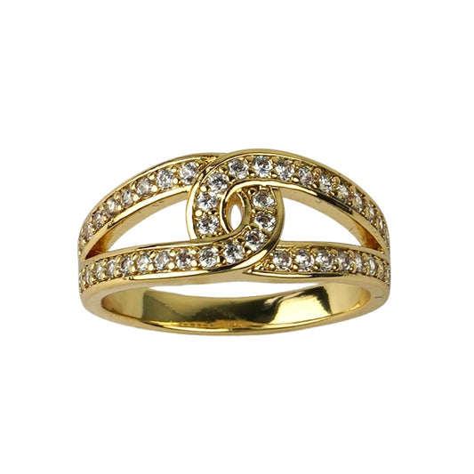 CC01382 Ring 18K Yellow Gold Plated Copper Cubic Zirconia