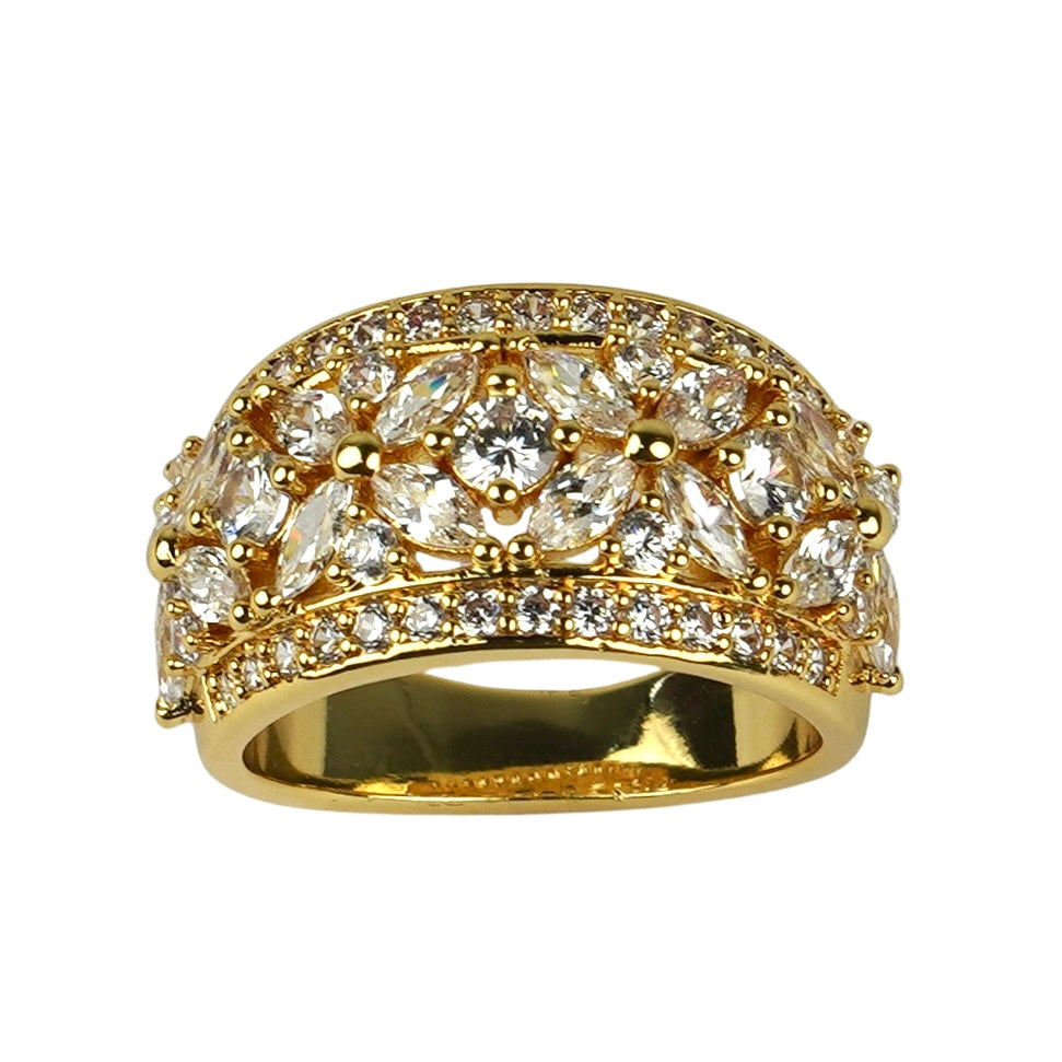 CC01388 Ring 18K Yellow Gold Plated Copper Cubic Zirconia