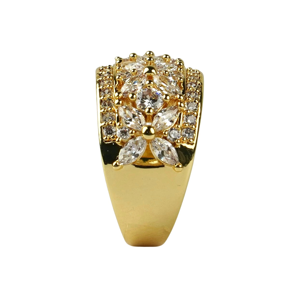 CC01388 Ring 18K Yellow Gold Plated Copper Cubic Zirconia