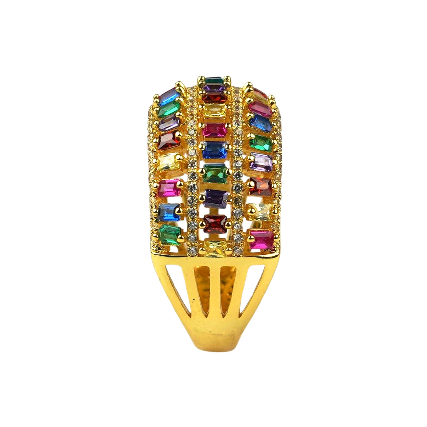 CC01389 Ring 18K Yellow Gold Plated Copper Cubic Zirconia