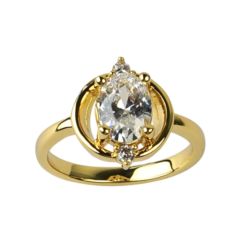 CC01393 Ring 18K Yellow Gold Plated Copper Cubic Zirconia