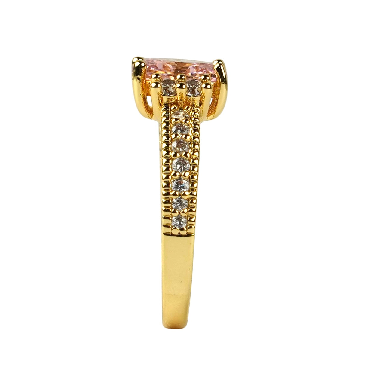 CC01397 Ring 18K Yellow Gold Plated Copper Cubic Zirconia