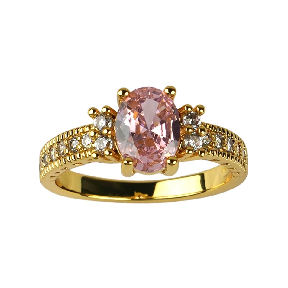 CC01397 Ring 18K Yellow Gold Plated Copper Cubic Zirconia