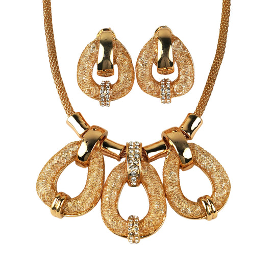 CC01421 Set 18K Gold Plated Copper Crystal