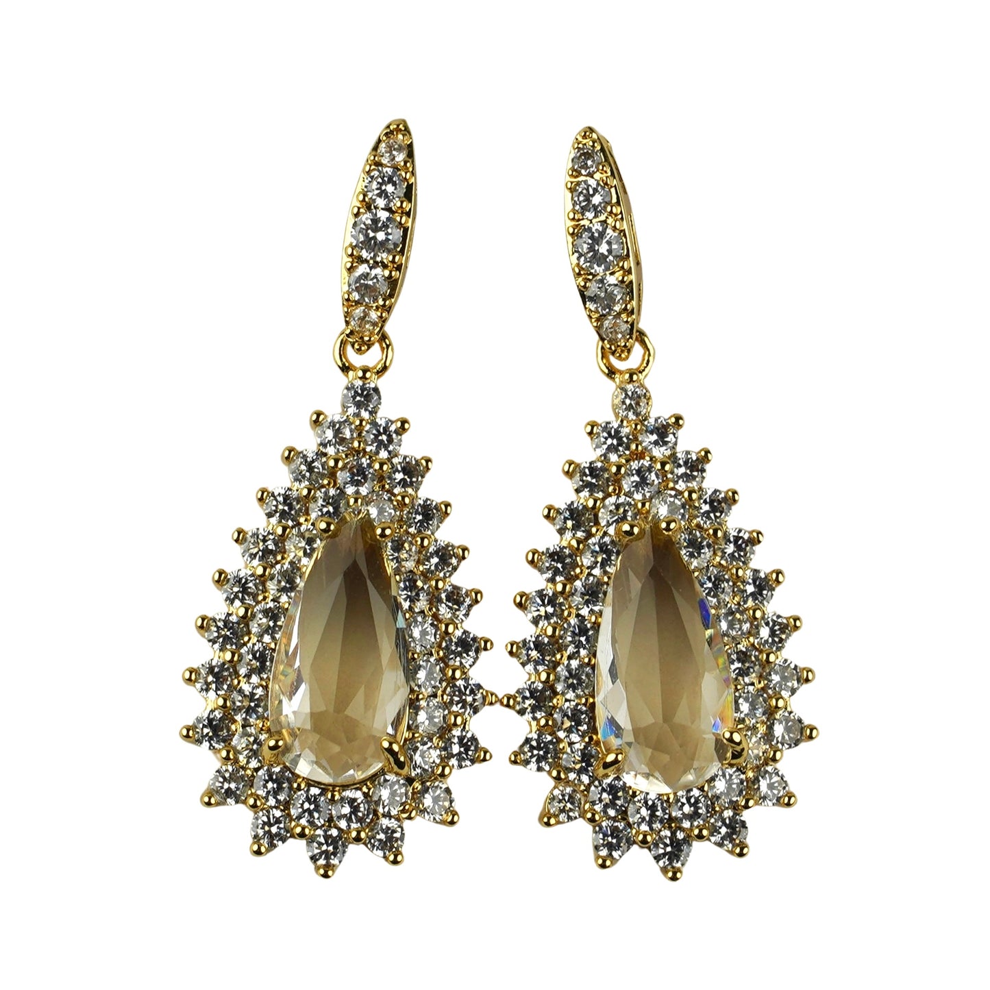 Серьги CC01465 из латуни с позолотой 18K и кубическим цирконием