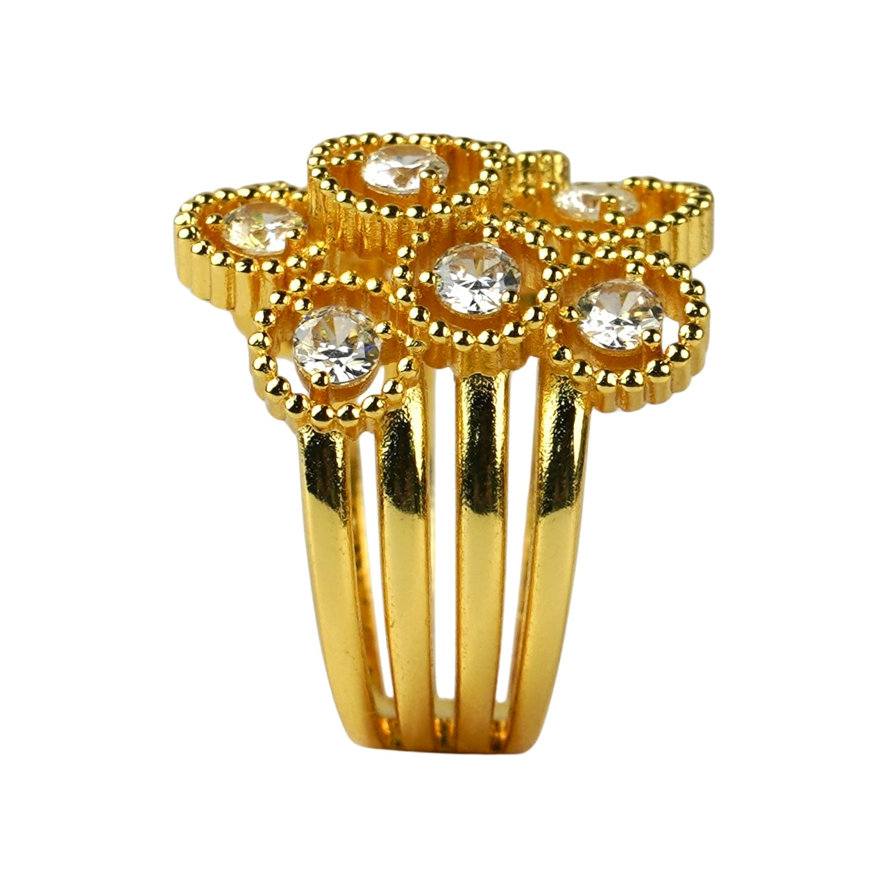 CC01476 Ring 18K Gold Plated Copper Cubic Zirconia