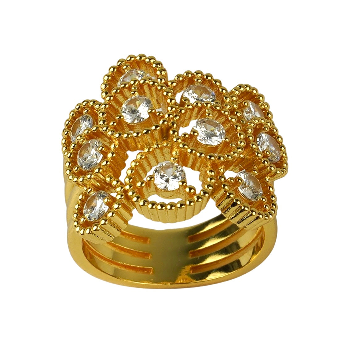 CC01476 Ring 18K Gold Plated Copper Cubic Zirconia