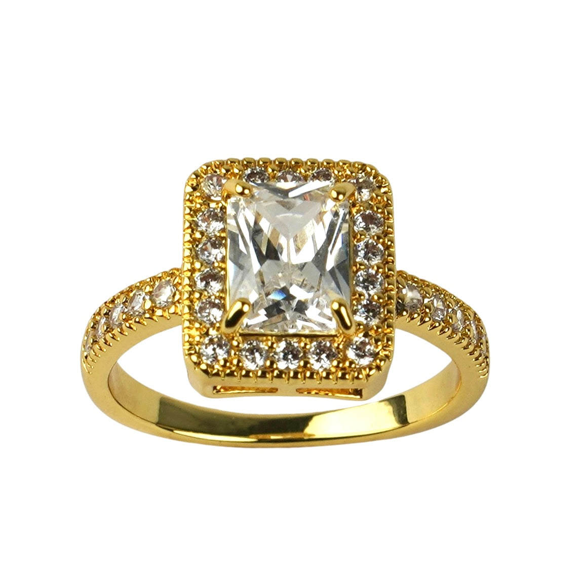 CC01506 Ring 18K Gold Plated Copper Cubic Zirconia