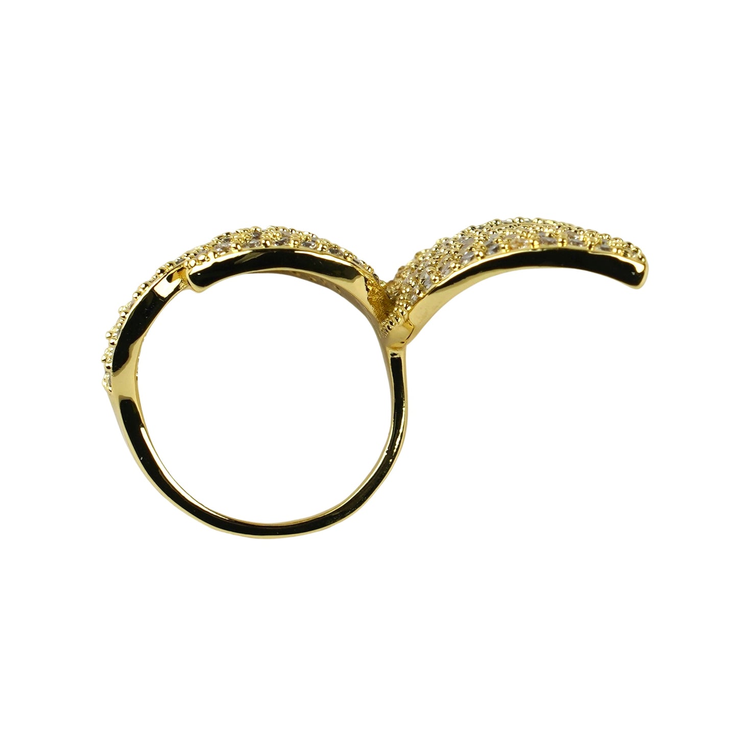 CC01510 Кольцо из латуни с 18K золотым покрытием и кубическим цирконием