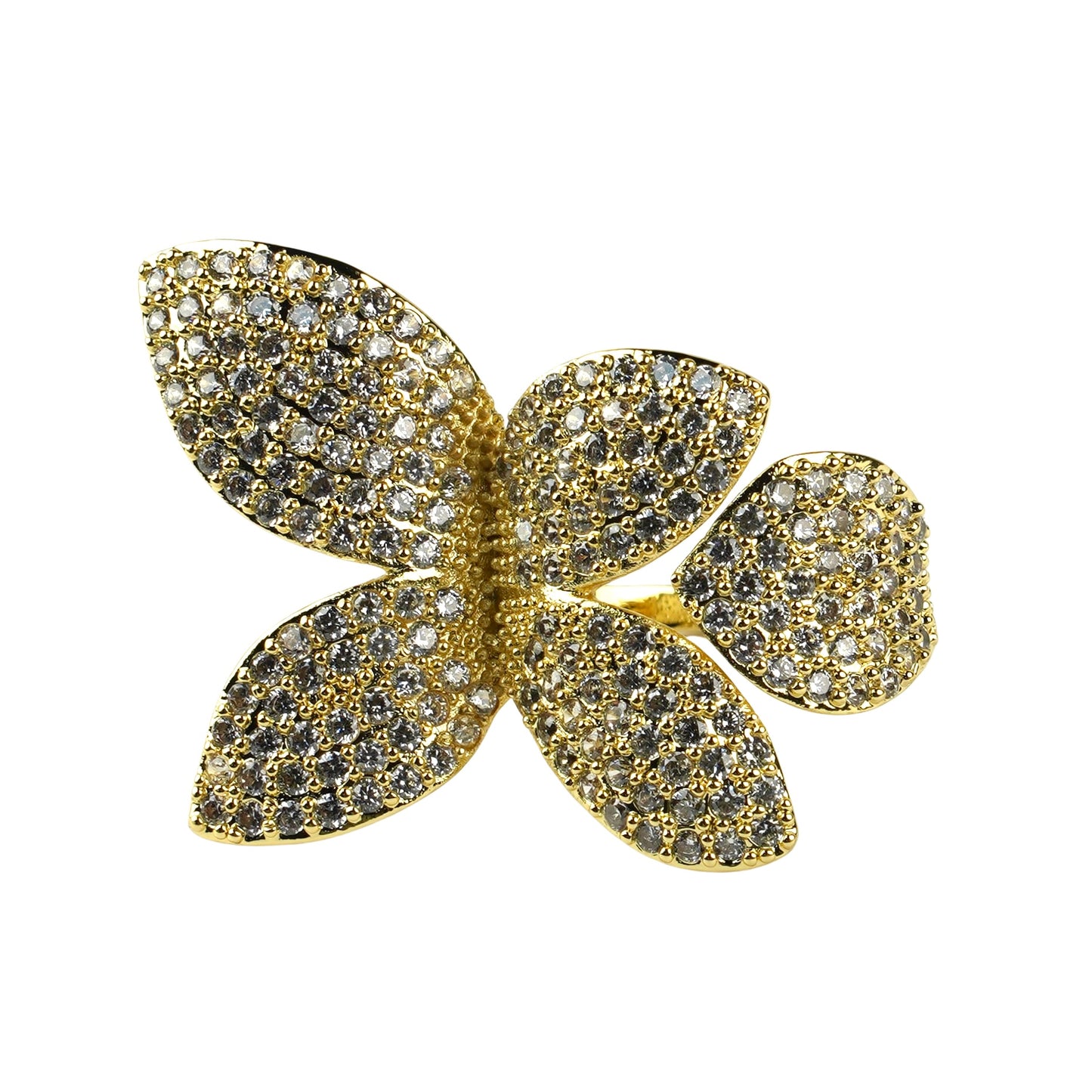 CC01510 Кольцо из латуни с 18K золотым покрытием и кубическим цирконием