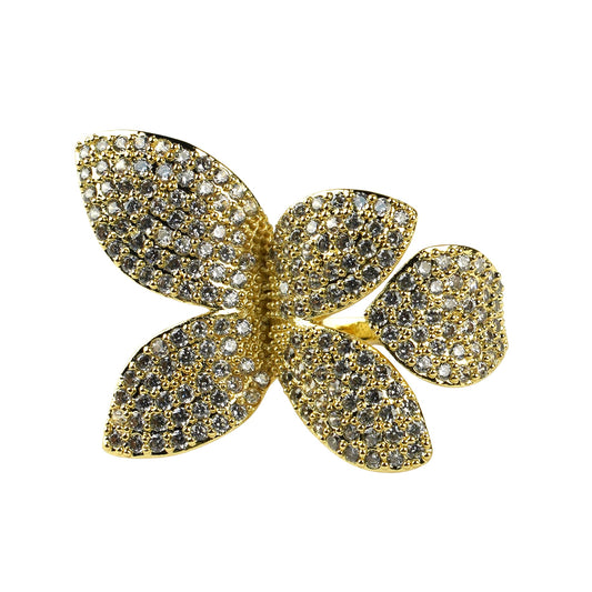 CC01510 Кольцо из латуни с 18K золотым покрытием и кубическим цирконием