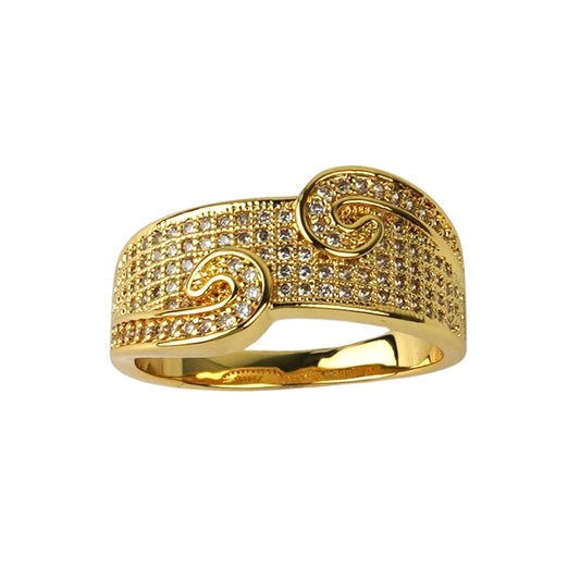 CC01588 Ring 18K Yellow Gold Plated Copper Cubic Zirconia