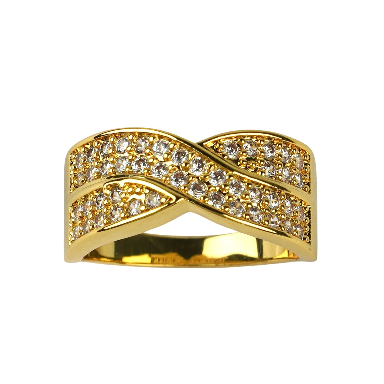 CC01589 Ring 18K Yellow Gold Plated Copper Cubic Zirconia