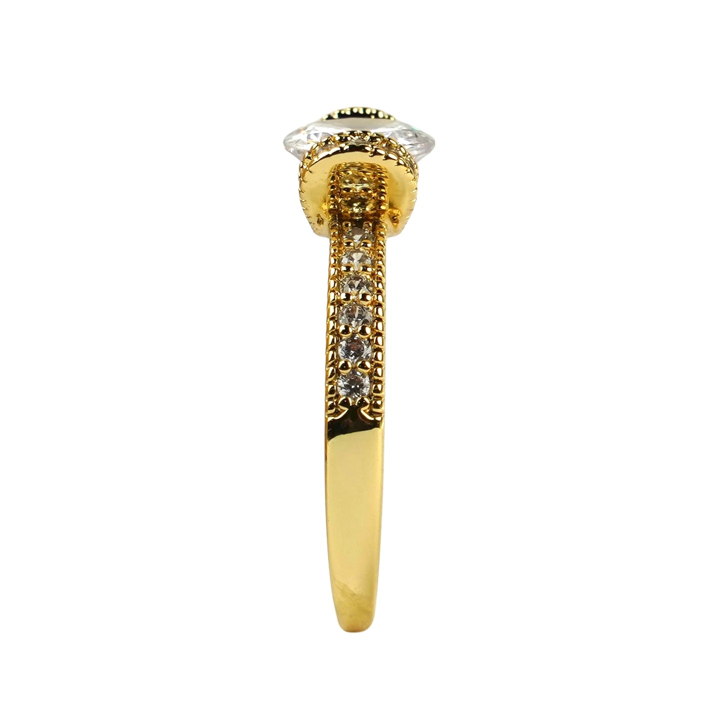 CC01590 Ring 18K Yellow Gold Plated Copper Cubic Zirconia