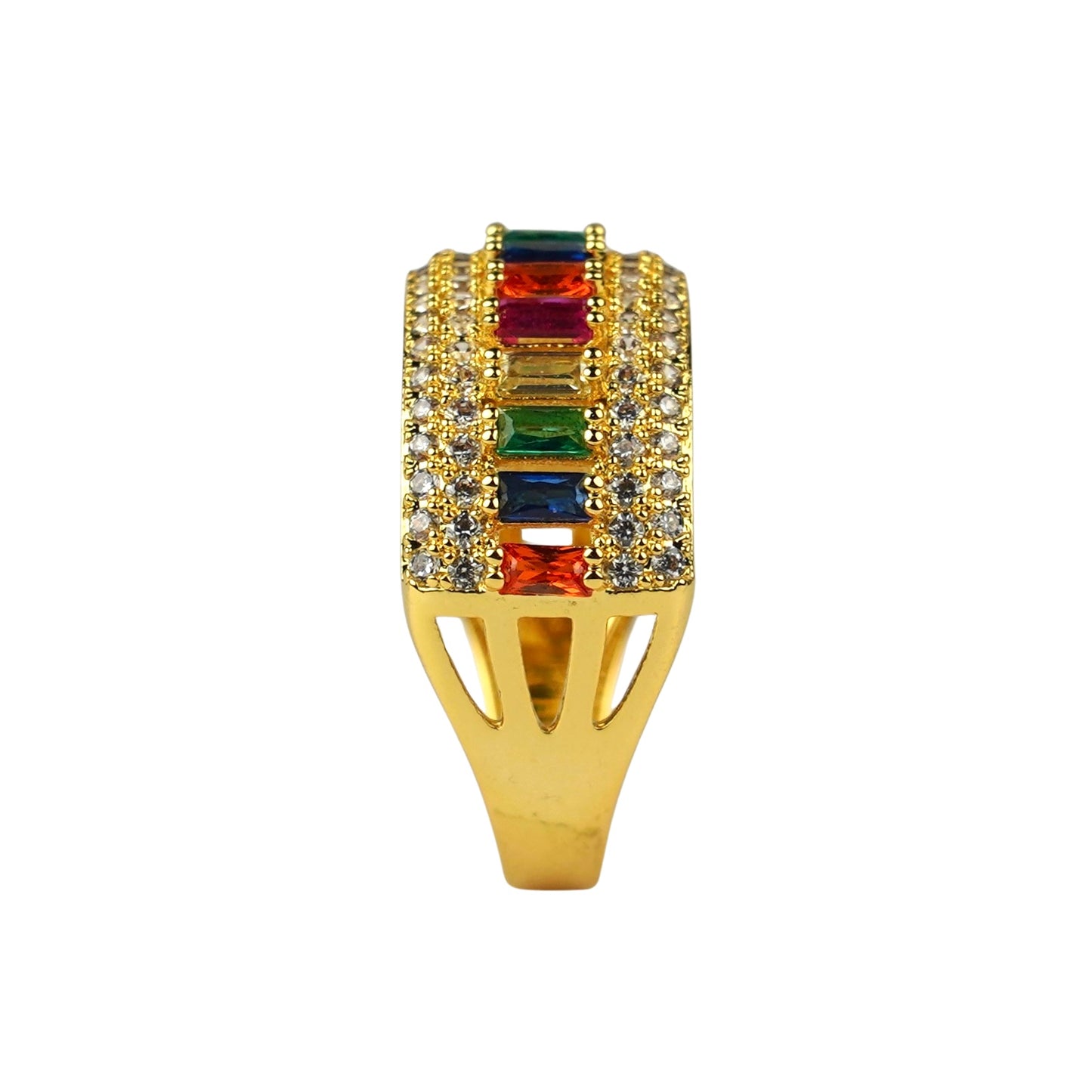 CC01591 Ring 18K Yellow Gold Plated Copper Cubic Zirconia