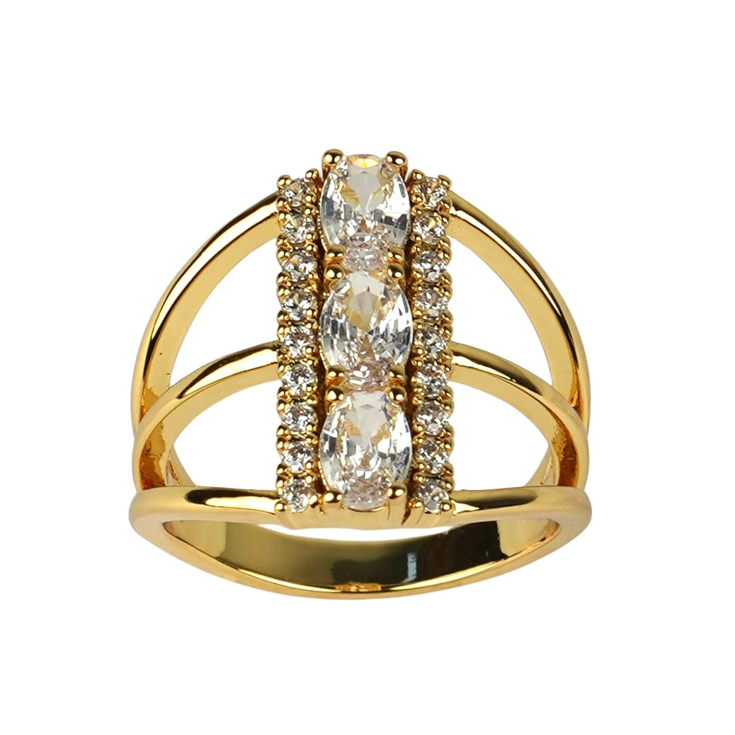 CC01594 Ring 18K Yellow Gold Plated Copper Cubic Zirconia