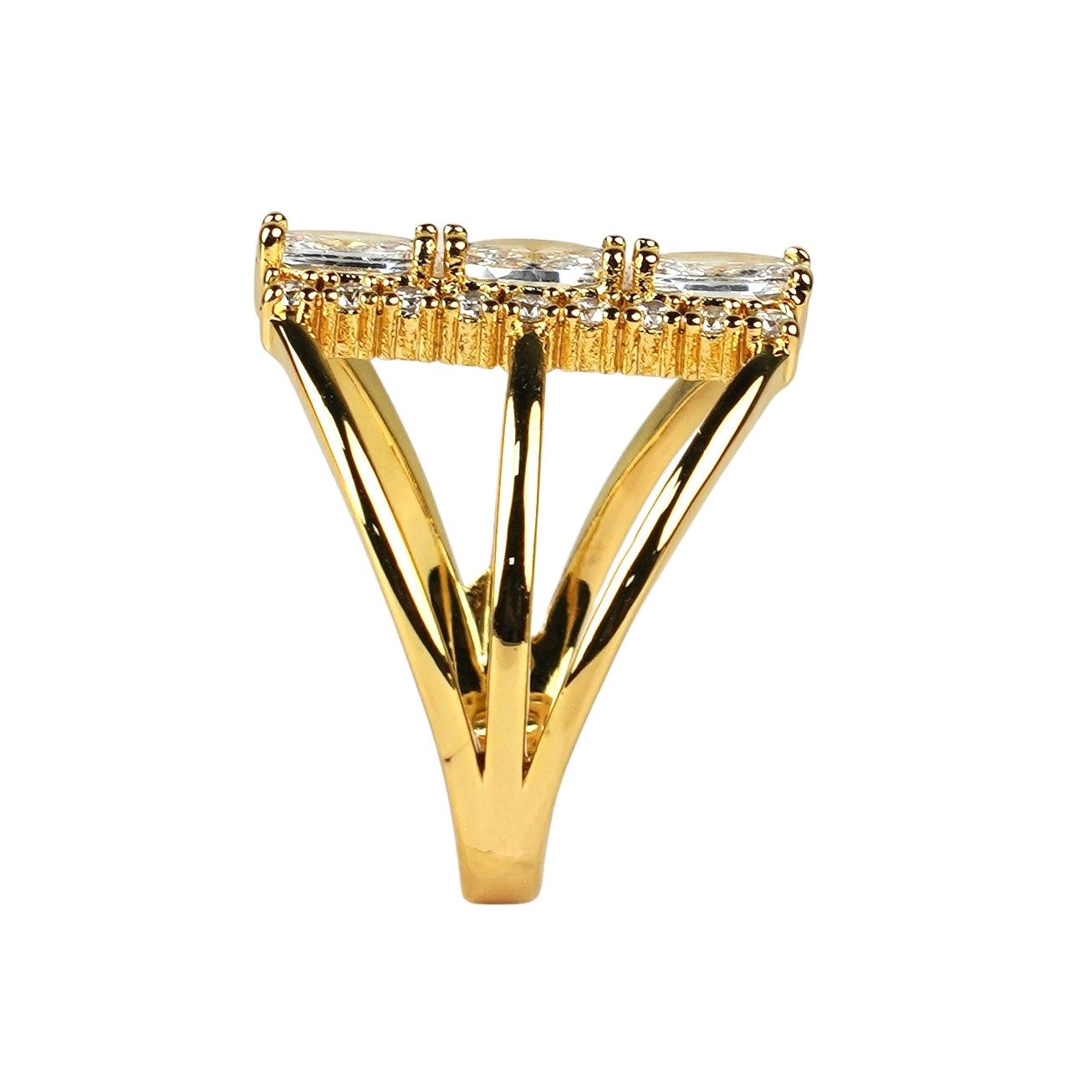 CC01594 Ring 18K Yellow Gold Plated Copper Cubic Zirconia