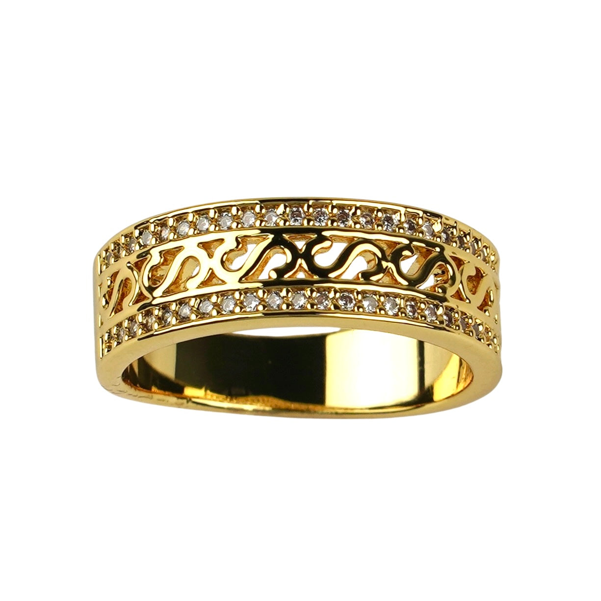 CC01600 Ring 18K Yellow Gold Plated Copper Cubic Zirconia