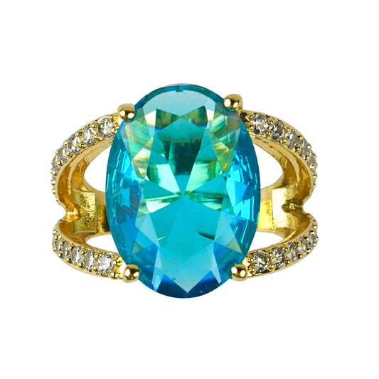 CC01663 Ring Yellow Gold Plated Copper Crystal