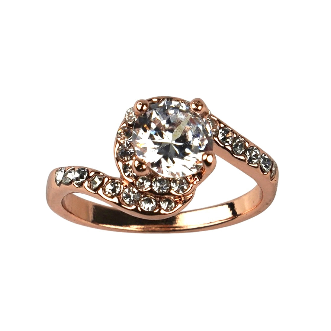 CC01682-1 Ring Rose Gold Plated Copper Cubic Zirconia