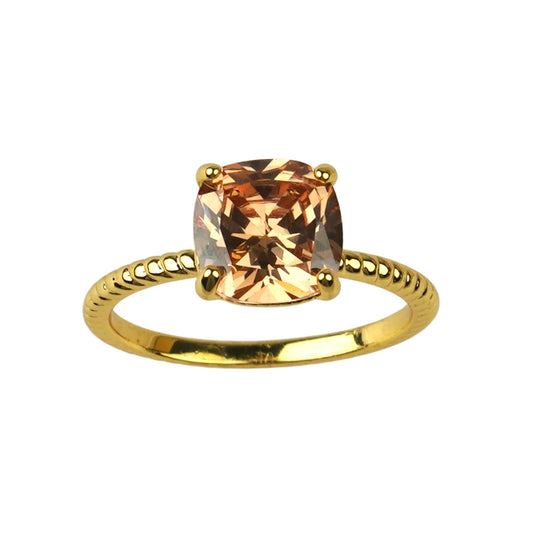 CC01699 Ring 18K Yellow Gold Plated Copper Cubic Zirconia