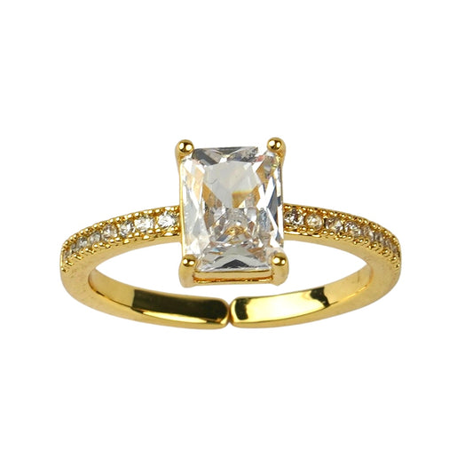 CC01701 Ring 18K Yellow Gold Plated Copper Cubic Zirconia