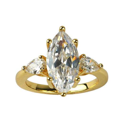 CC01703 Ring 18K Yellow Gold Plated Copper Cubic Zirconia