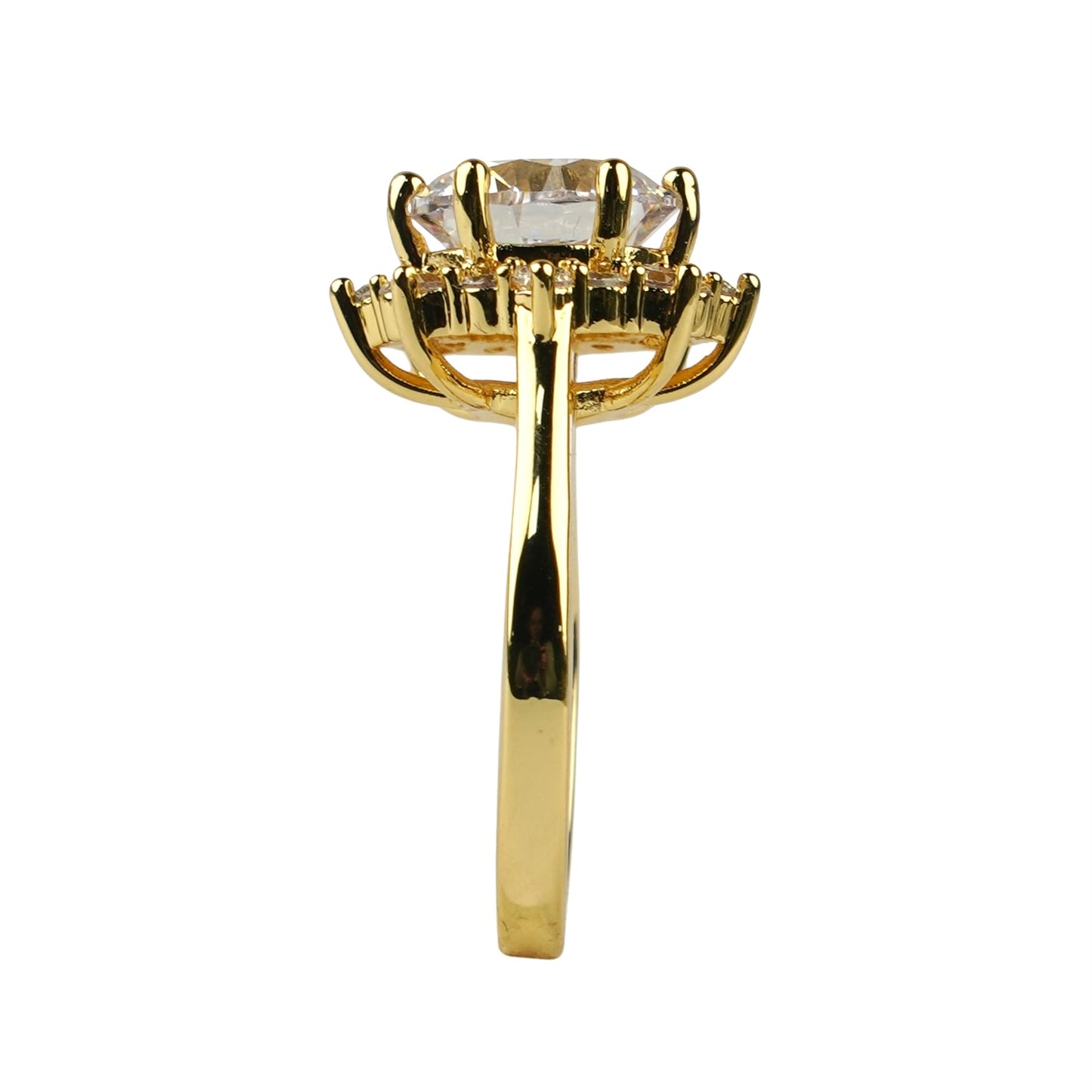 Кольцо CC01707 из меди с покрытием 18K желтым золотом и кубическим цирконием