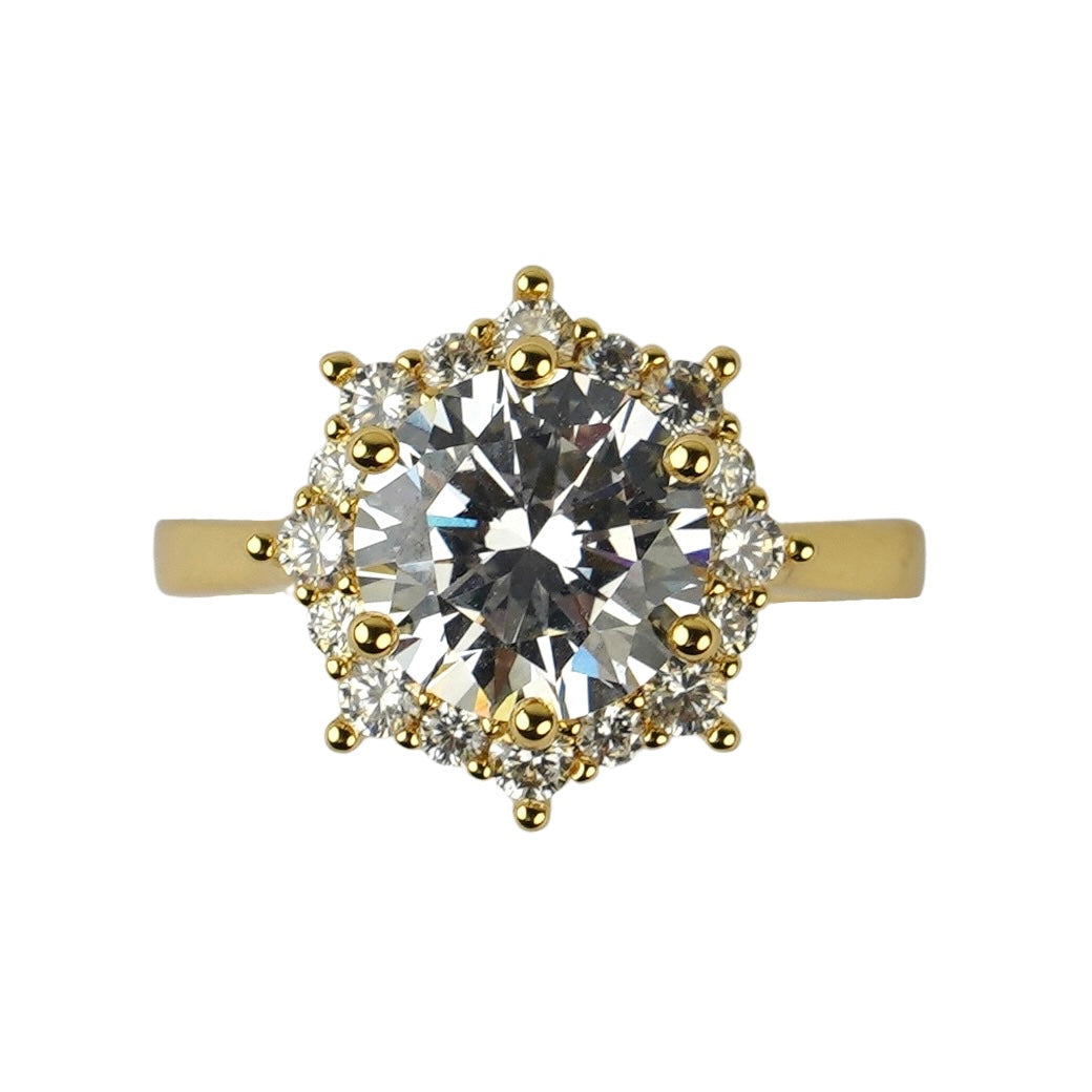 Кольцо CC01707 из меди с покрытием 18K желтым золотом и кубическим цирконием