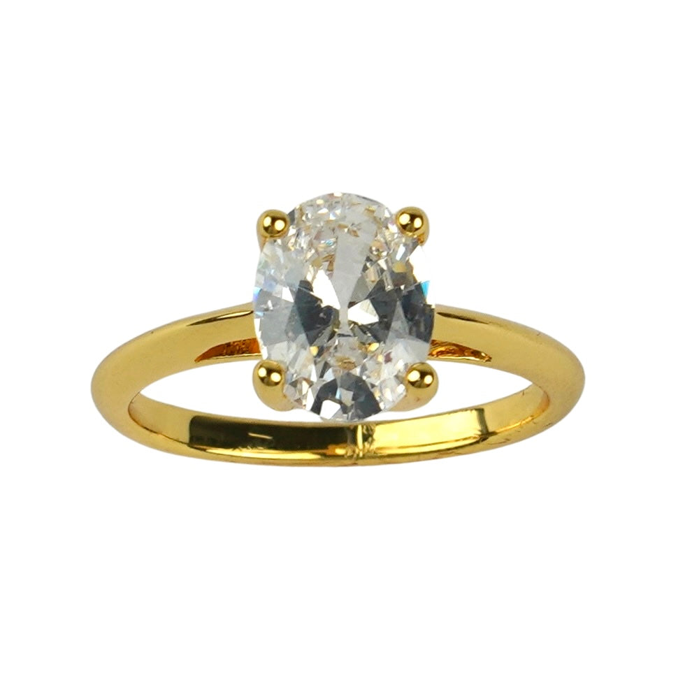 CC01708 Ring 18K Yellow Gold Plated Copper Cubic Zirconia