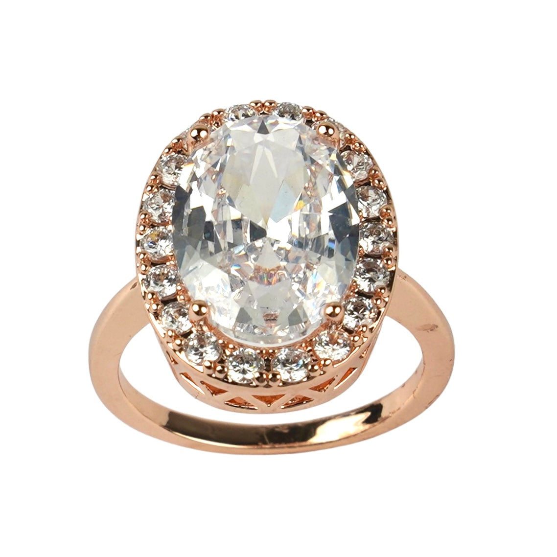 CC01711 Ring 18K Rose Gold Plated Copper Cubic Zirconia