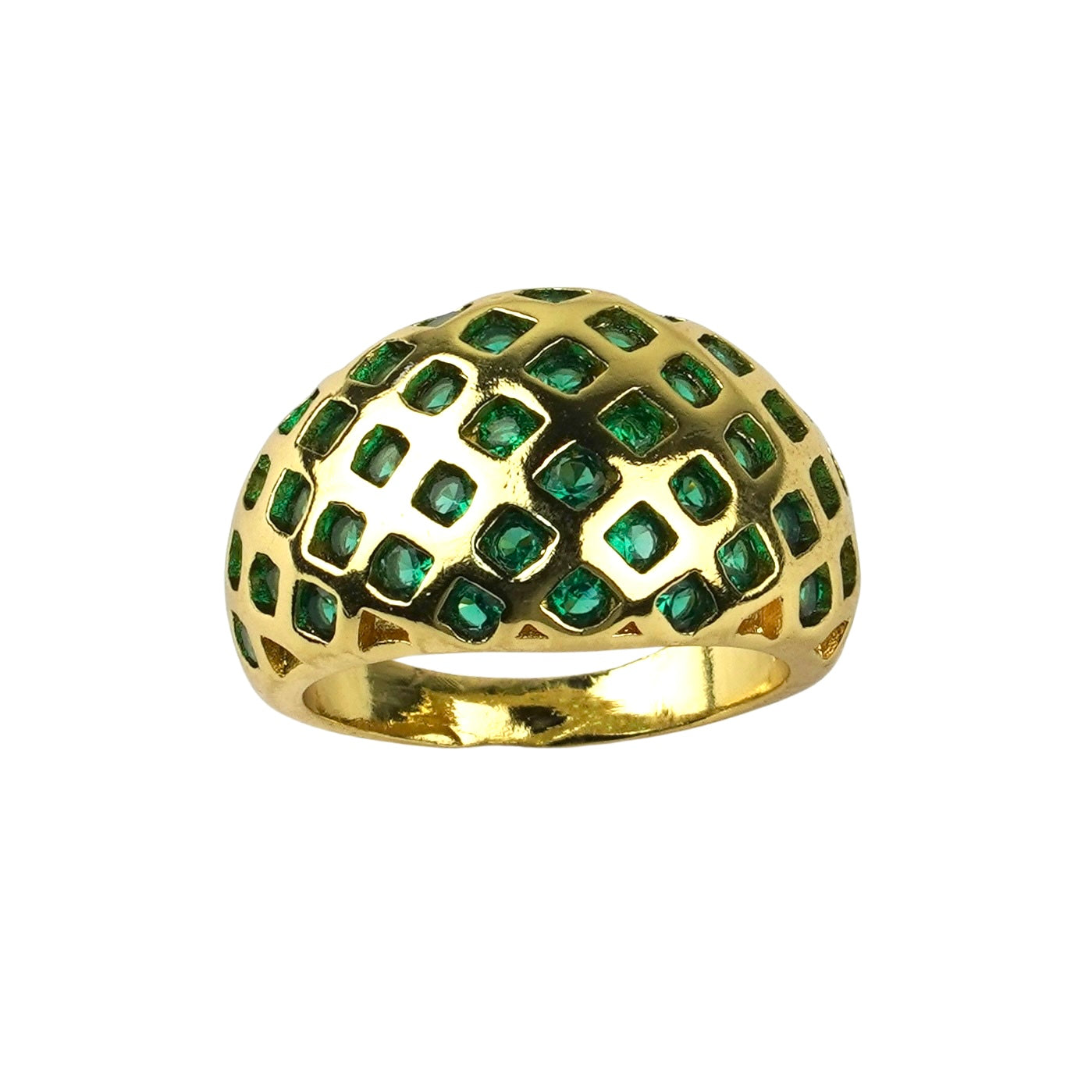 CC01751 Ring 18K Yellow Gold Plated Copper Cubic Zirconia