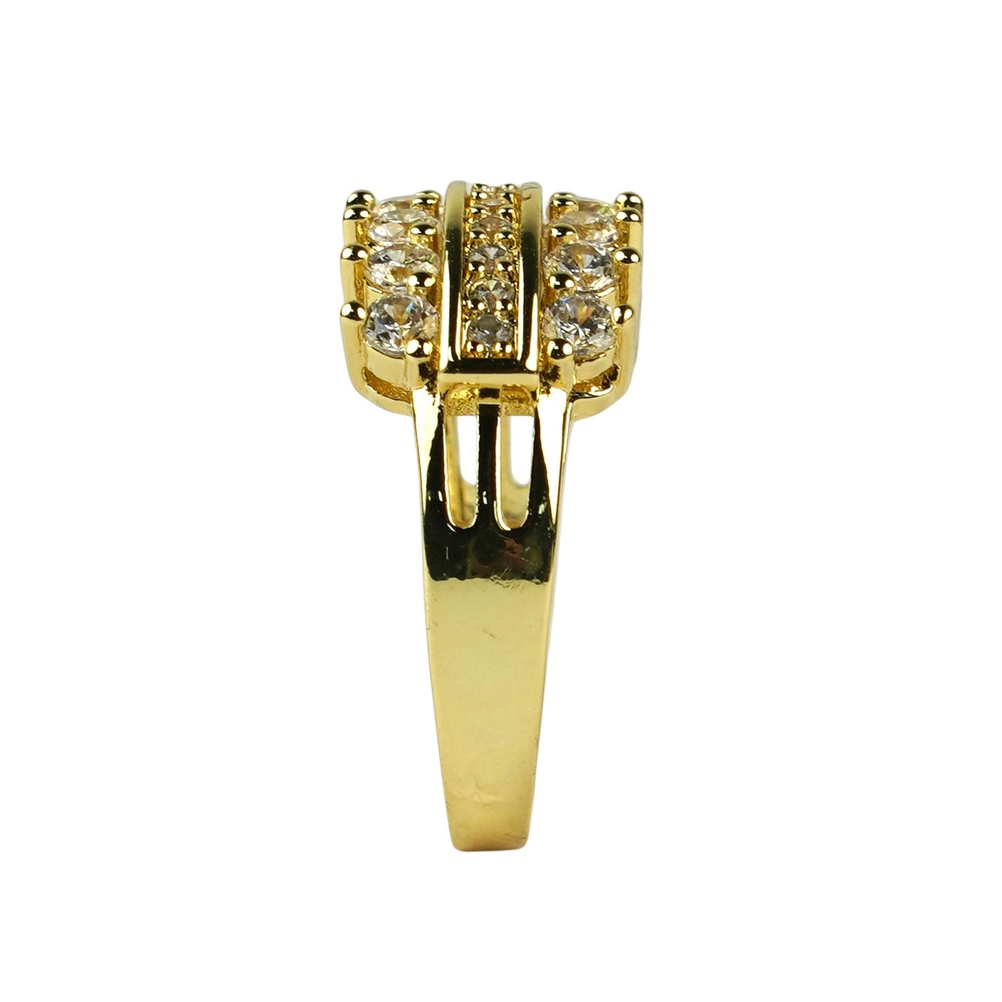 CC01777 Ring 18K Yellow Gold Plated Copper Cubic Zirconia