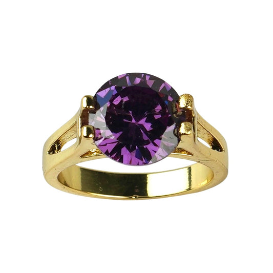 CC01805 Ring 18K Yellow Gold Plated Copper Cubic Zirconia