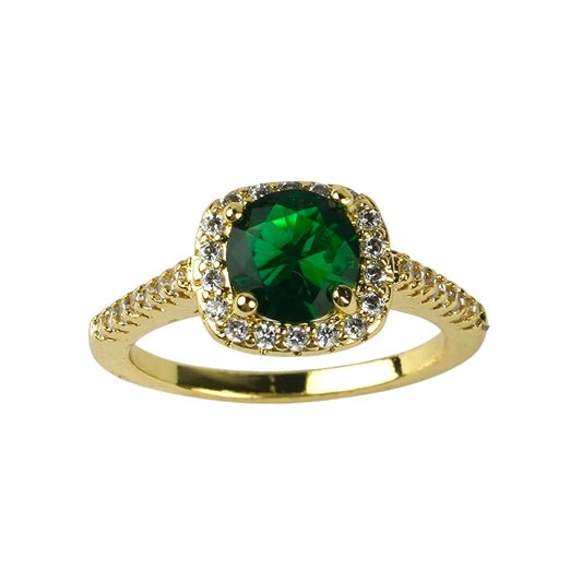 CC01810 Ring 18K Yellow Gold Plated Copper Cubic Zirconia