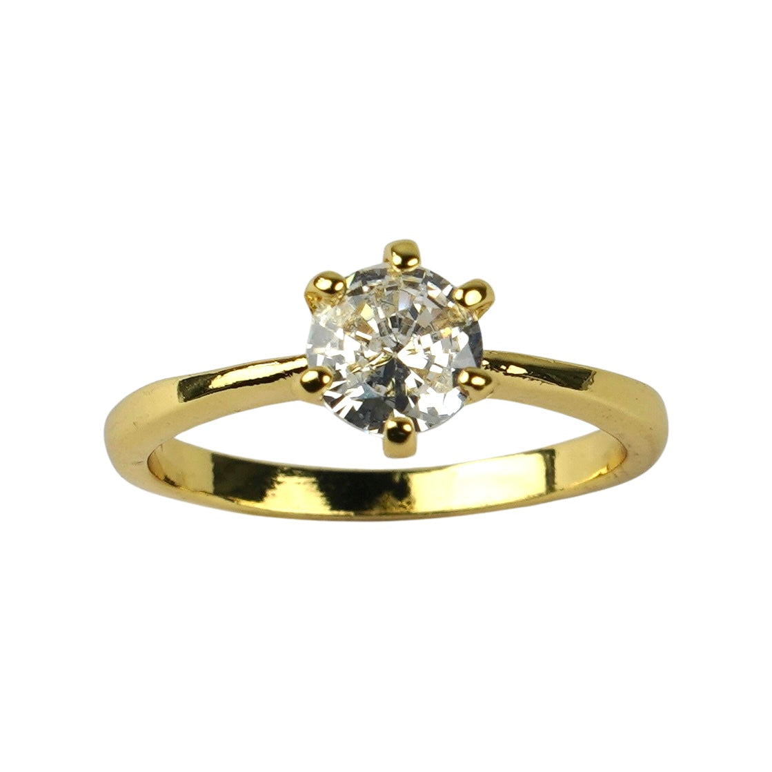 CC01813 Кольцо из меди с покрытием 18K желтым золотом и кубическим цирконием