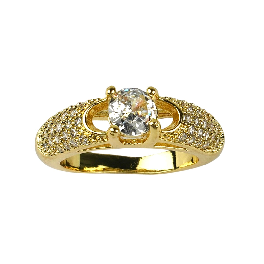 CC01814 Ring 18K Yellow Gold Plated Copper Cubic Zirconia