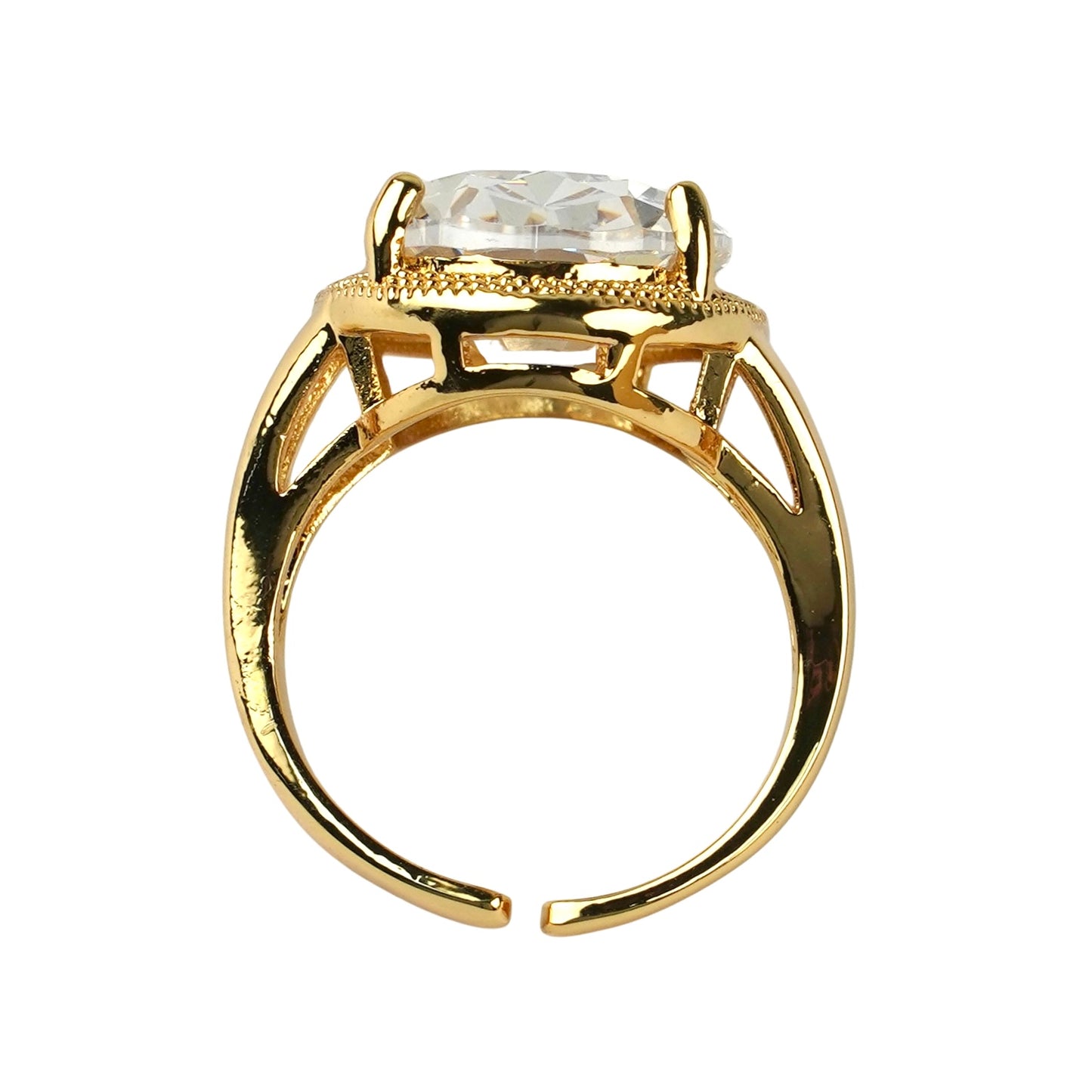 CC01843 Ring 18K Yellow Gold Plated Copper Crystal