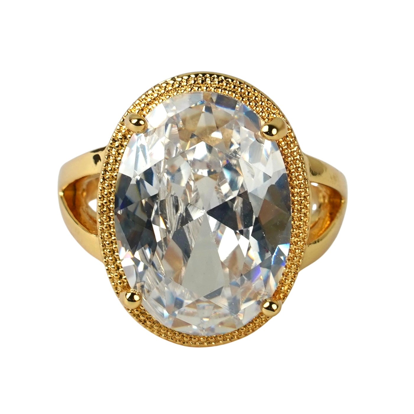 CC01843 Ring 18K Yellow Gold Plated Copper Crystal