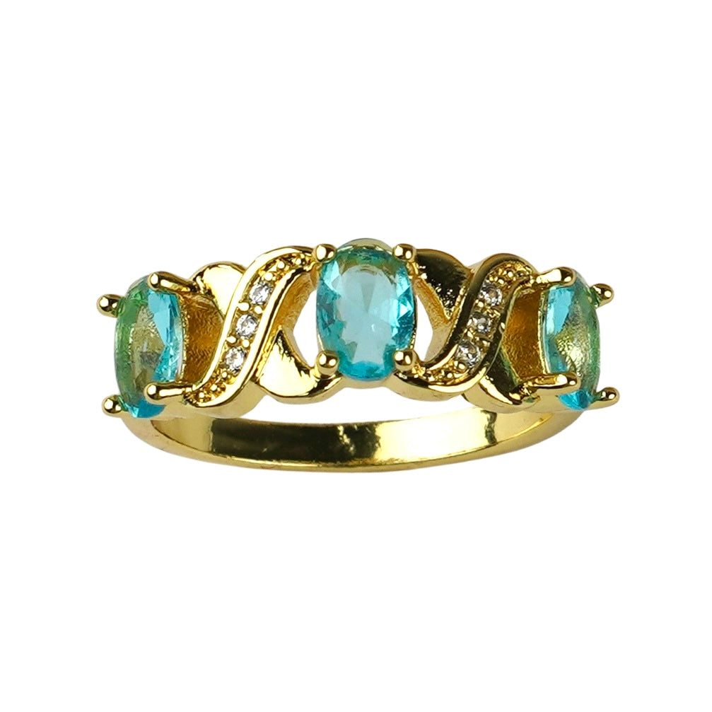 CC01889 Ring Yellow Gold Plated Alloy Crystal