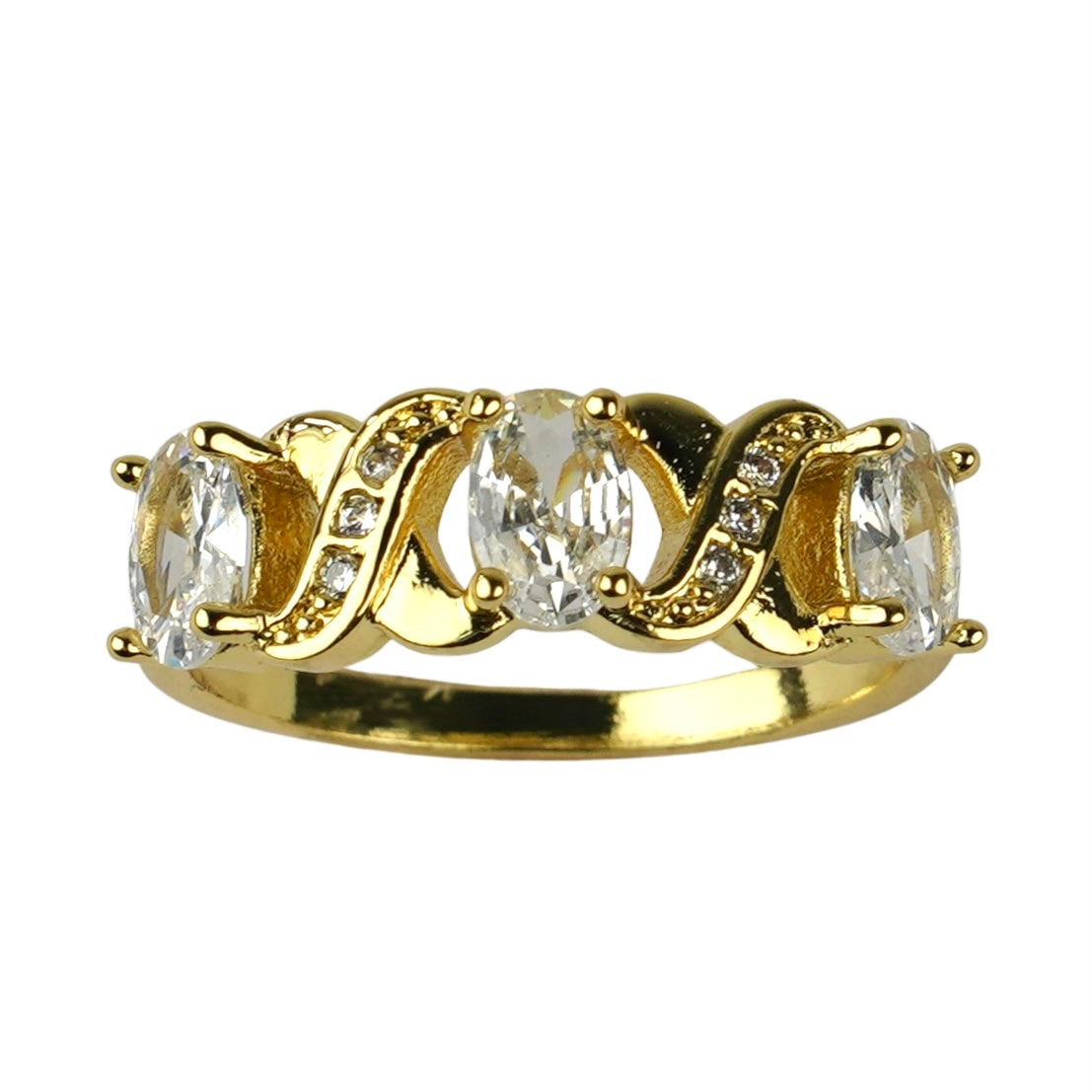 CC01890 Кольцо из желтого золота с покрытием, сплав, кристалл