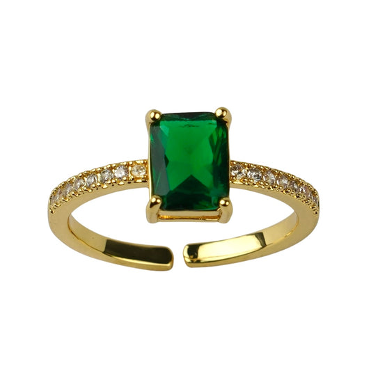 Кольцо CC01915 из меди с покрытием 18K желтым золотом и кубическим цирконием