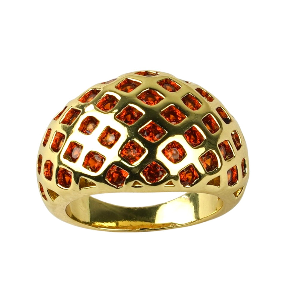 CC01967 Ring 18K Yellow Gold Plated Copper Cubic Zirconia