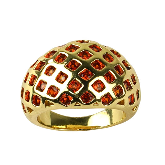 CC01967 Ring 18K Yellow Gold Plated Copper Cubic Zirconia